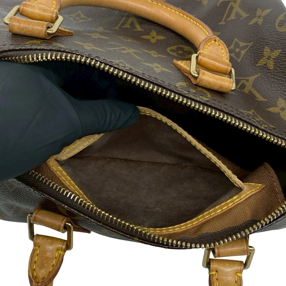 LOUIS VUITTON Vintage Brown Monogram Leather Speedy 25 Boston Bag - Picture 10 of 10